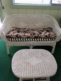 Wicker Settee and Table