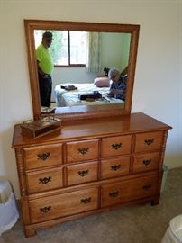 Hard Maple Dresser with Mirror. Very good condition. Maker's Mark