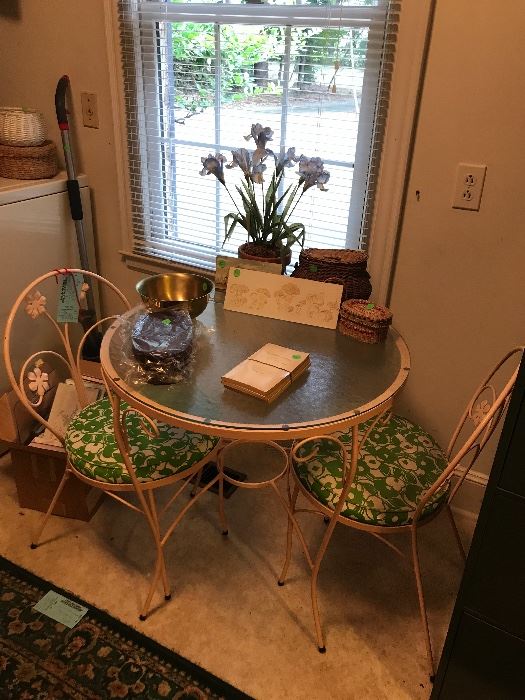 Mid Century Wrought Iron Parlor table with two chairs