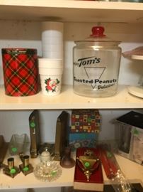Vintage canisters and kitchen utensils