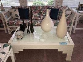 Vintage faux rattan coffee table