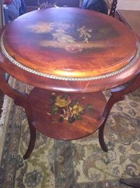 antique painted round low table