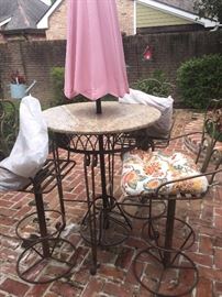 granite top patio table with chairs