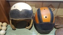 Vintage football helmets Hutch and  Ken Wel