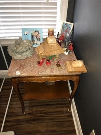 Marble top table, filled with more great decorative item