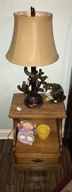 Matching pair of bedside tables and lamps