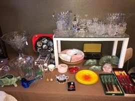 Mid Mod Pottery Serving Pieces and Fostoria American 