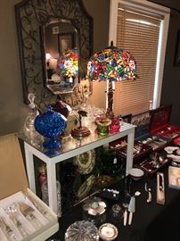 Colored glass and A fabulous Dale Tiffany Lamp 