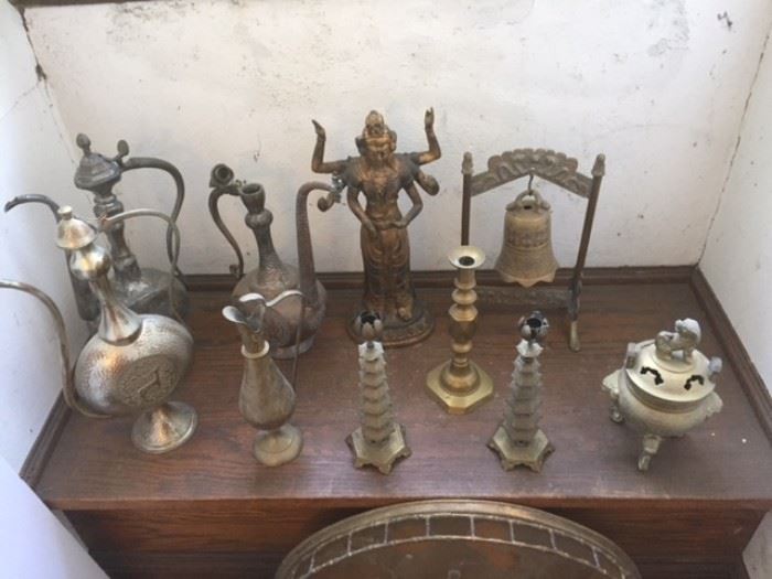 Some of our many Asian/Middle Eastern decorative metal / brass pieces. 