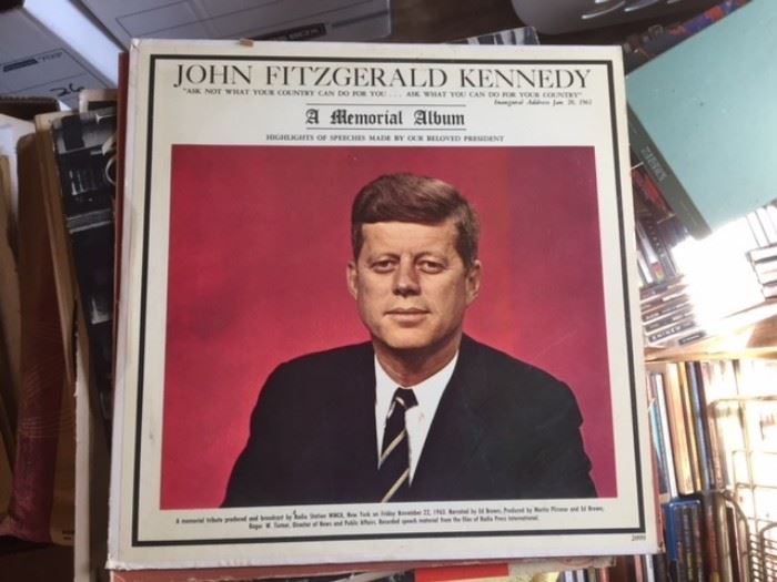 One of our many vintage records. "John Fitzgerald Kennedy A Memorial Album."
