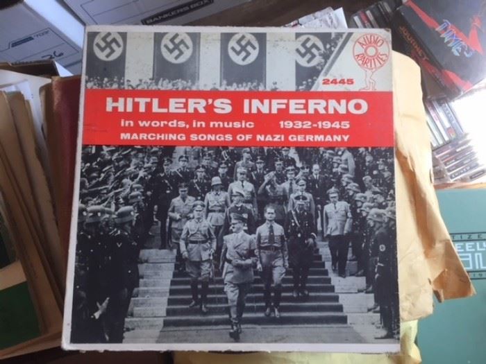 "Hitler's Inferno, In Words, In Music" vintage record  with "Marching Songs of Nazi Germany."  