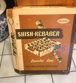 Vintage Shish-Kebaber made by Androck in its original box, ca. late 1950s-early 1960s.