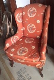 Vintage wing-back chair in the first floor library. Iniviting & comfortable. 