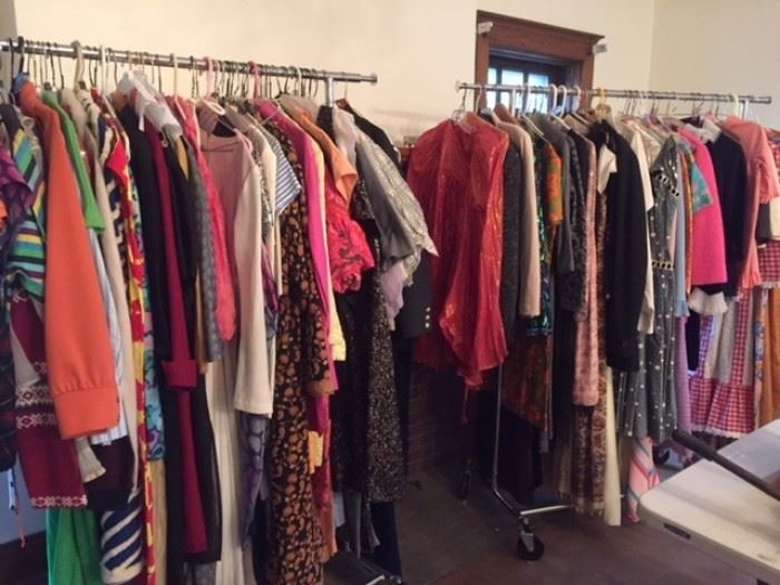More vintage garments from the 1950s, 60s, 70s, 80s, 90s, and so on, in a variety of sizes. In the 3rd floor ballroom. 