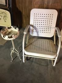 Vintage Metal Chair & Plant Stand