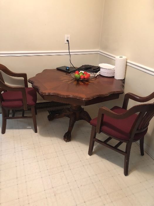 Wood table & 2 chairs