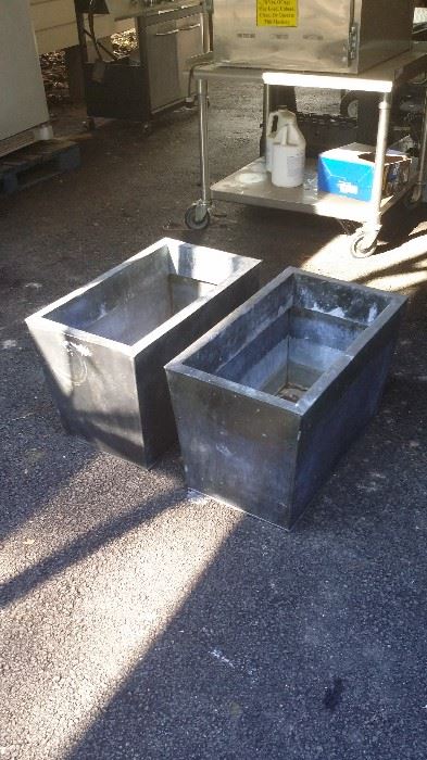 Two large outdoor planters - metal - $35.00