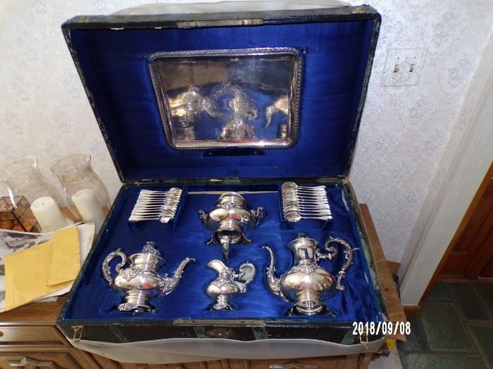 vintage Tea Service - Plated Silver, from Germany and in Original Trunk - main level