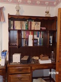 Bookcase Desk, Books, Oil Lamps, - upstairs main level
