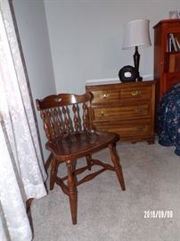 wooden Chair, End Table, Lamp - upstairs main level