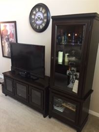 Ashley furniture side cabinet and tv stand (black with glass) LCD TV 42"
