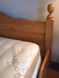 Beautiful antique pine bed with organic mattress - queen