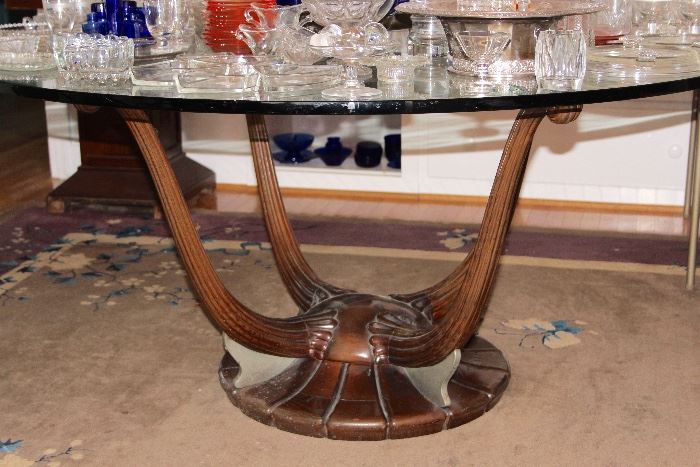 Deco glass-top dining table