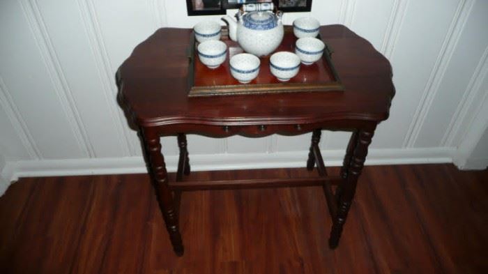 Tea Set and Antique Table