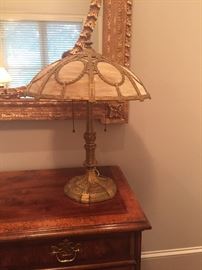 Stained glass with brass base Tiffany style lamp