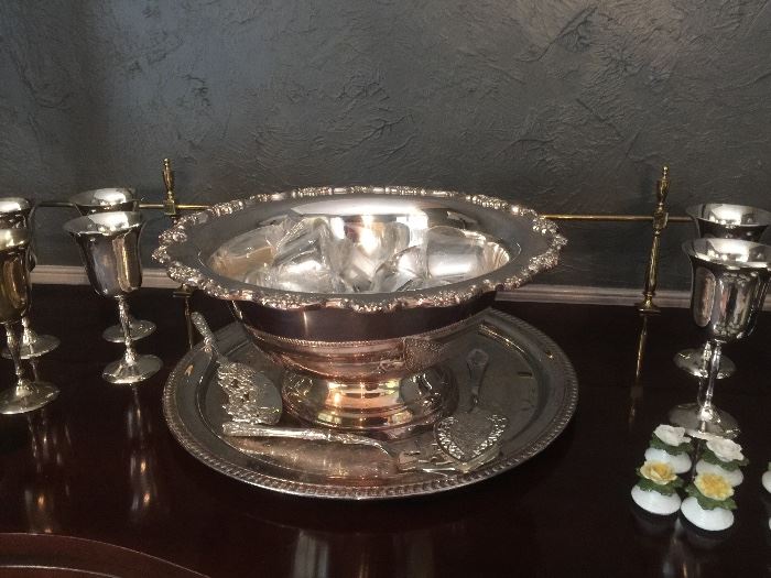 Silver plate punch bowl with cups!  Just in time for the holidays!