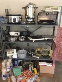 Coffee urn, crock pot and misc kitchen items