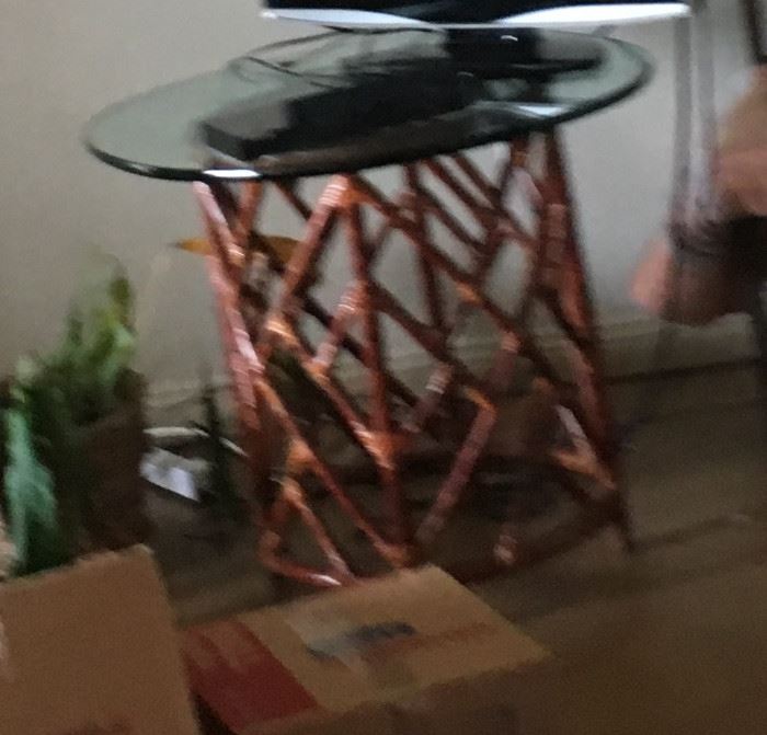 Bamboo Tall Glass Table with Thick Glass WN7021 Local Pickup https://www.ebay.com/itm/123400239162