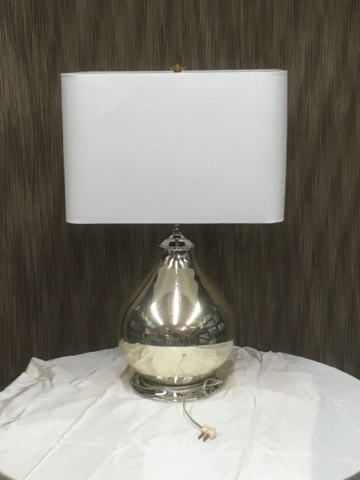 Silver Base Glass Lamp with Rectangle Shade BD8009  https://www.ebay.com/itm/113297301066