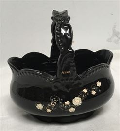 Fenton Glass: Art / Depression Glass: Hand Painted Black Basket RM1258 https://www.ebay.com/itm/113297292430