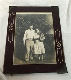 Black and White Photograph under Glass RM1264 Man and Woman with a Dog https://www.ebay.com/itm/113289201659