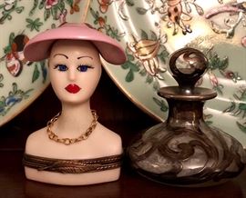 Other cool stuff. Love the art nouveau perfume bottle with the sterling overlay.