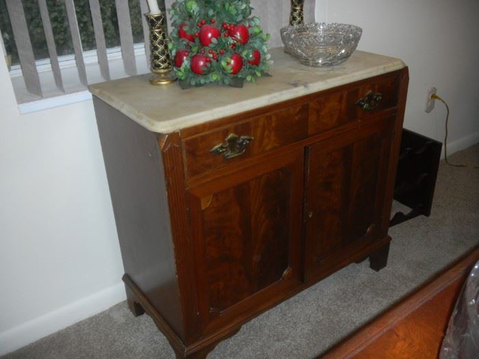 antique marble top cabinet