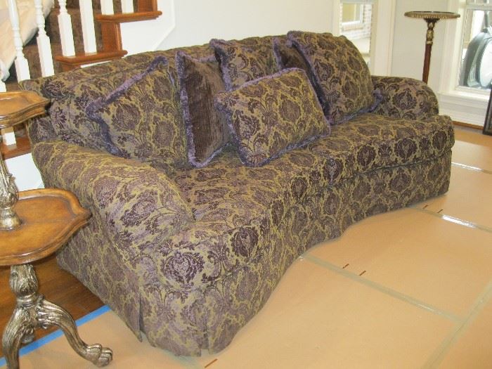 Beautiful Italian Couch and Loveseat, Deep purple and Beige 