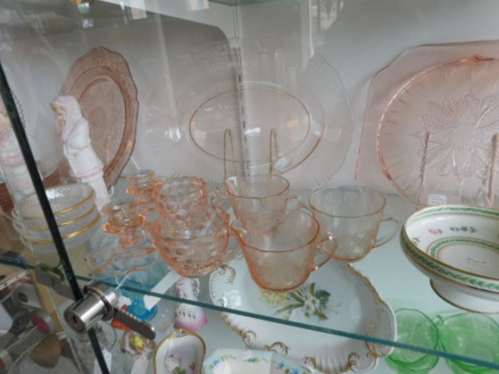 Pink depression glass