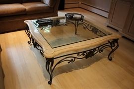 Wood, Metal and Glass, Square Coffee Table