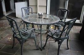Metal & Glass Patio Set with 4 Chairs