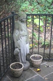 Garden Statue and Garden Pots