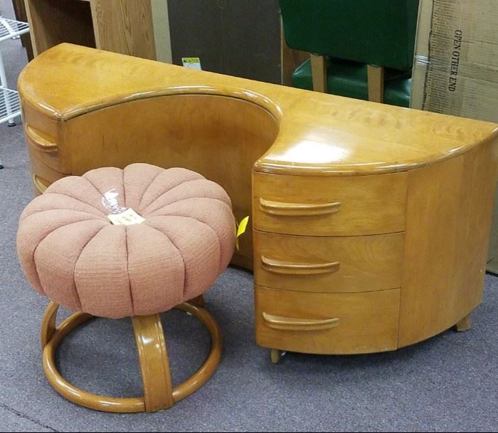 Vintage Heywood Wakefield Mid Century Modern Vanity and original stool