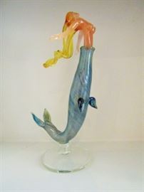 Art glass mermaid perfume bottle signed by Milon Townsend