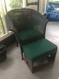 Vintage Wicker Chair and added ottoman