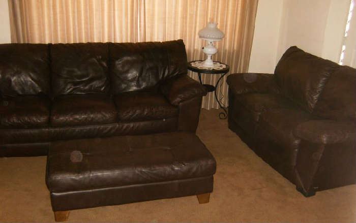 3 piece leather set and side tables