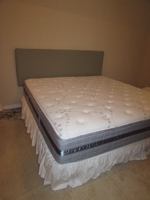 Serta Perfect Sleeper with blue fabric headboard.  In like new condition