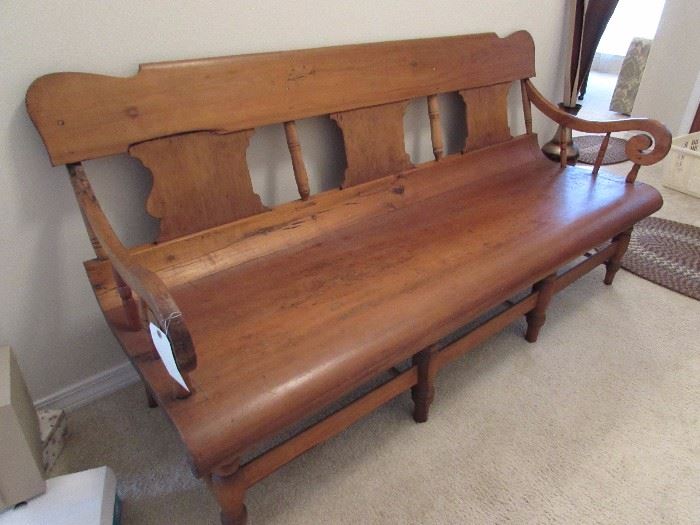 1860s hand carved Deacon's bench.
