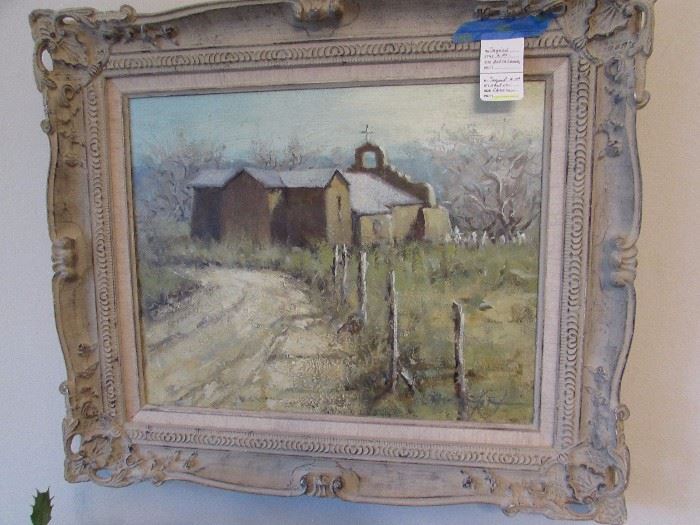 New Mexico oil painting on canvas in lovely frame