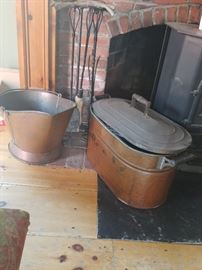 Antique copper boiler with lid $50